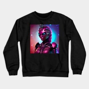 A pink robot space queen ruler of the galaxy. Crewneck Sweatshirt